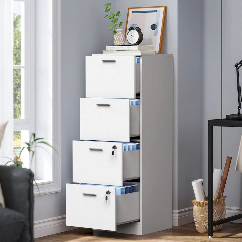 Moasis 51H Aktenschrank mit 4 Schubladen, abschließbarer vertikaler Aufbewahrungsschrank für das Homeoffice