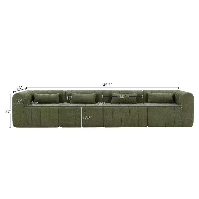145.5 Modernes, wandelbares Ecksofa, Polster-Ecksofa für 4 Personen mit Schaumstoffkern, L-förmiges Wohnzimmer-Sofa-Panipeachy
