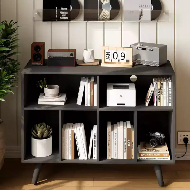 COZONY Plattenspieler-Ständer mit Vinyl-Aufbewahrung, 39,5 Zoll dekoratives Bücherregal Plattenspieler-Ständer fasst bis zu 350 Alben Wohnzimmer