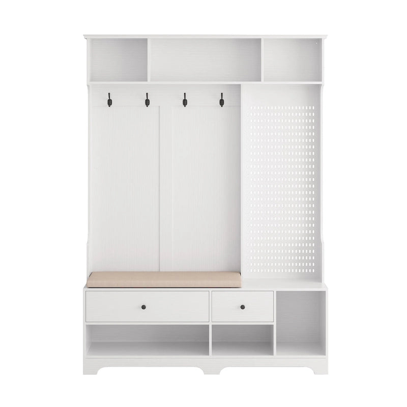 GDFStudio – Finn Multifunktionale Garderobe mit Schuhbank, Lochwand und viel Stauraum