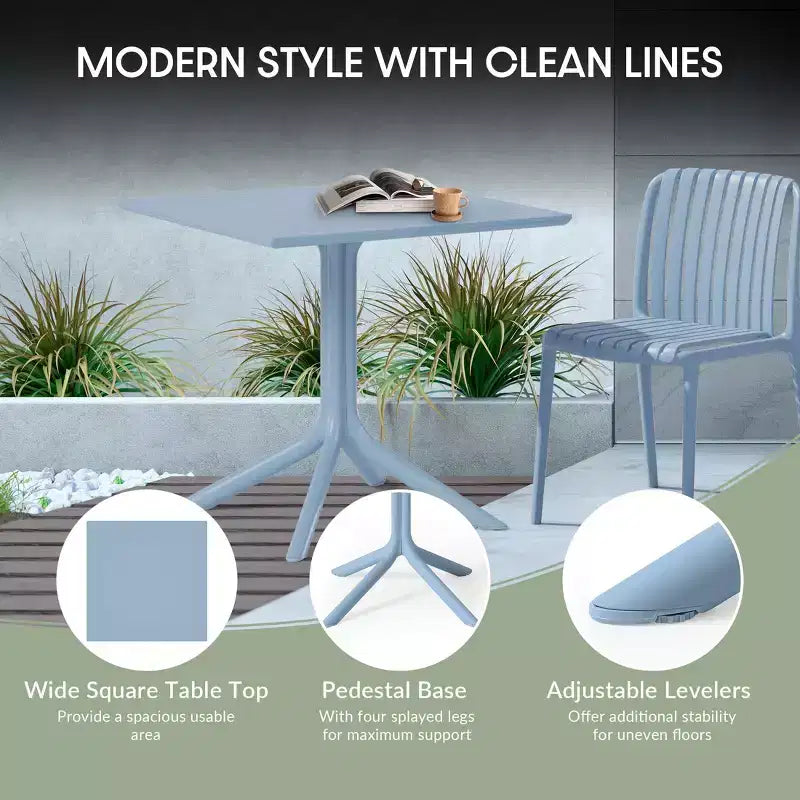 WestinTrends Playa Modern 5-teiliges Essgruppe aus Kunstharz für die Terrasse mit stapelbaren Terrassenstühlen