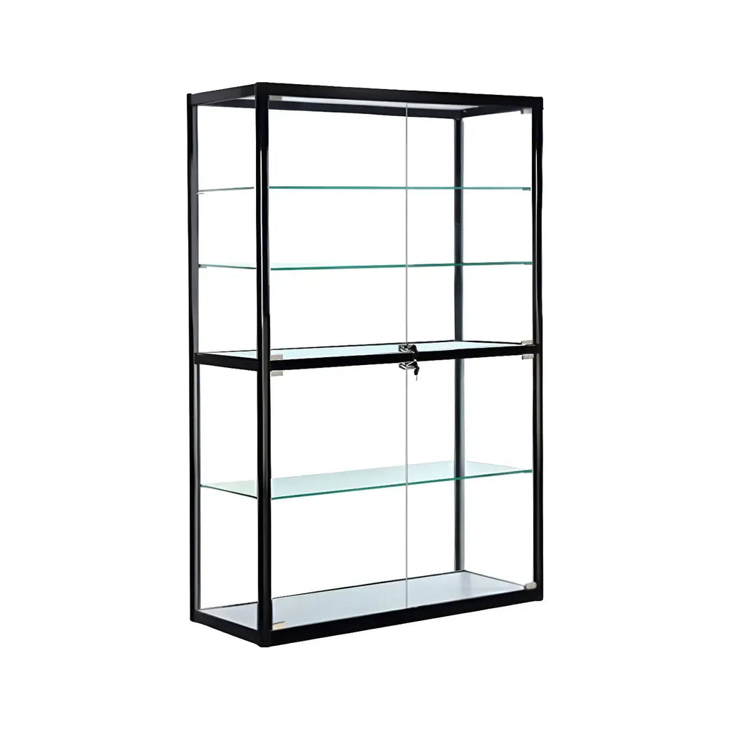 Zeitgenössische rechteckige Vitrine aus schwarzem Glas