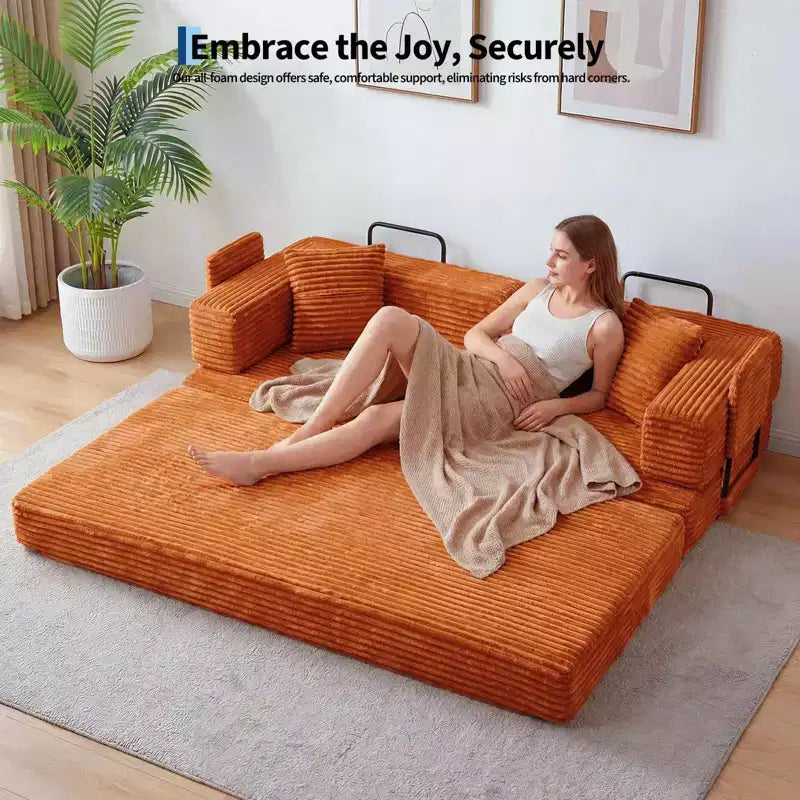 80,7" 5-in-1 ausklappbares Schlafsofa ??Kordsamt, 544 kg, keine Montage erforderlich