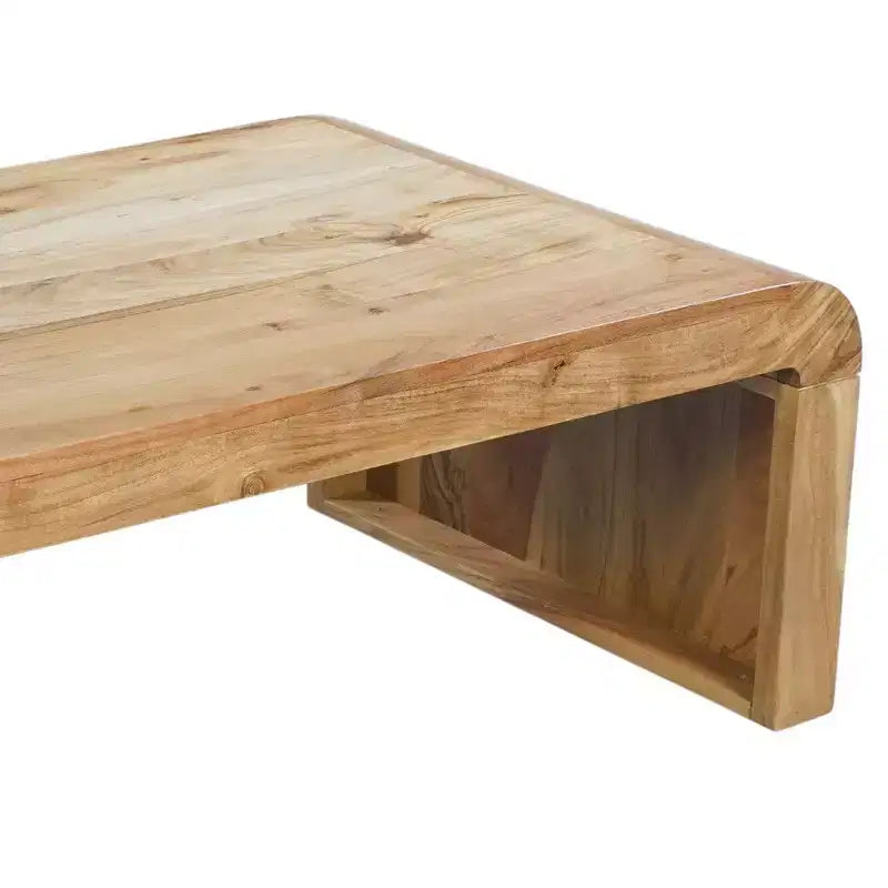 Royal Hampton Couchtisch, handgefertigt aus natürlichem Akazienholz, rechteckig, abgerundete Wasserfall-Tischplatte, 91 cm