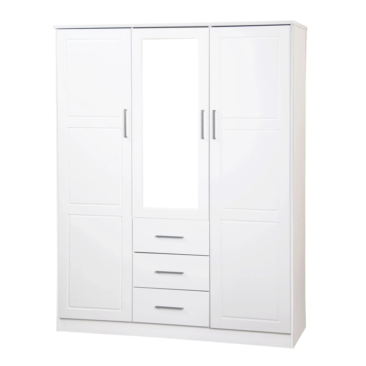 Palace Imports 100% Massivholz Cosmo Kleiderschrank mit 3 Türen mit Massivholz- oder Spiegeltüren