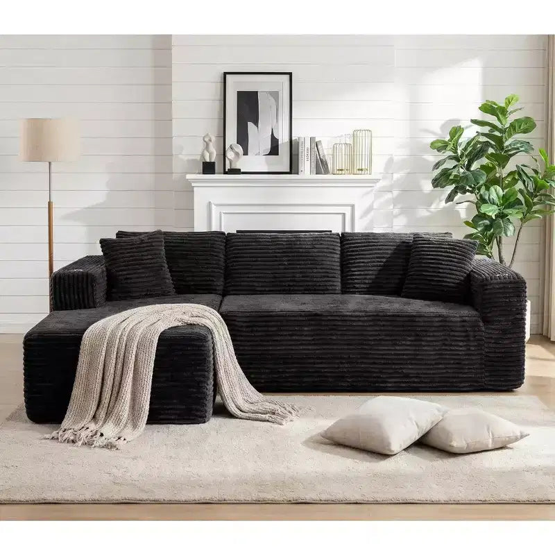 Celebalcony 103 modulares, rahmenloses Ecksofa, L-förmige Récamiere mit 2 Getränkehaltern, weiches Cord-Cloud-Sofa für das Wohnzimmer, keine Montage erforderlich