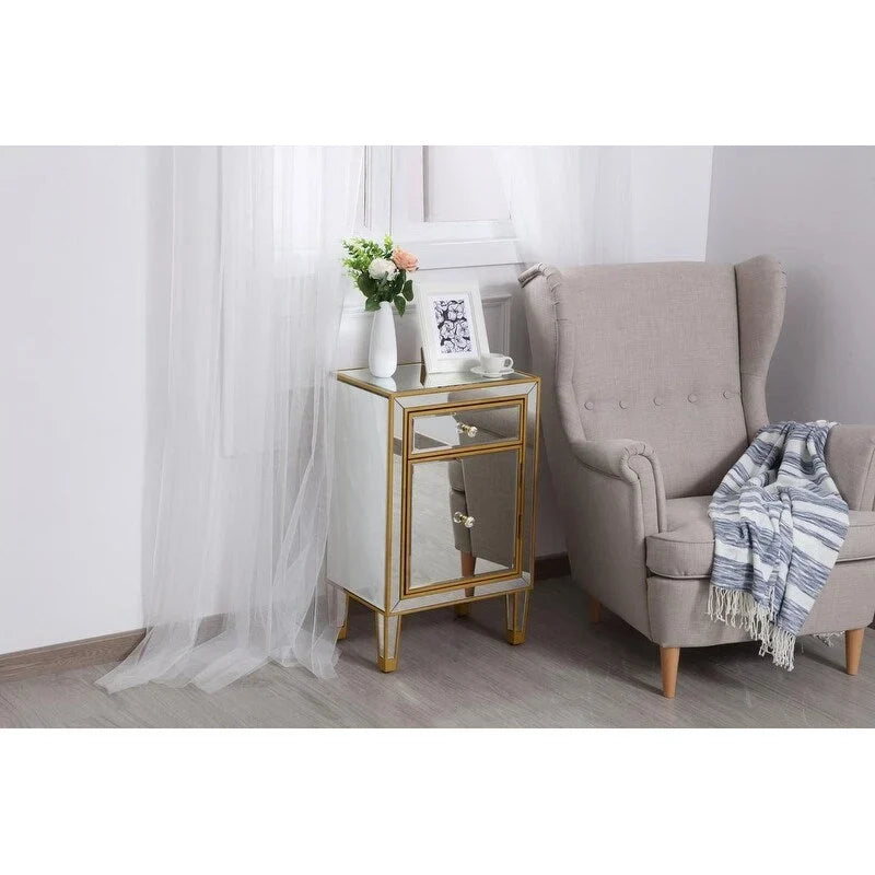 Reflexion Collection, 46 cm breiter, verspiegelter Nachttisch mit 1 Schublade in Rosa