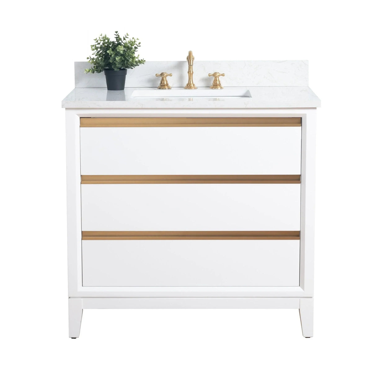 Vanity Art Badezimmerschrank mit Keramikwaschbecken und Platte aus technischem Marmor