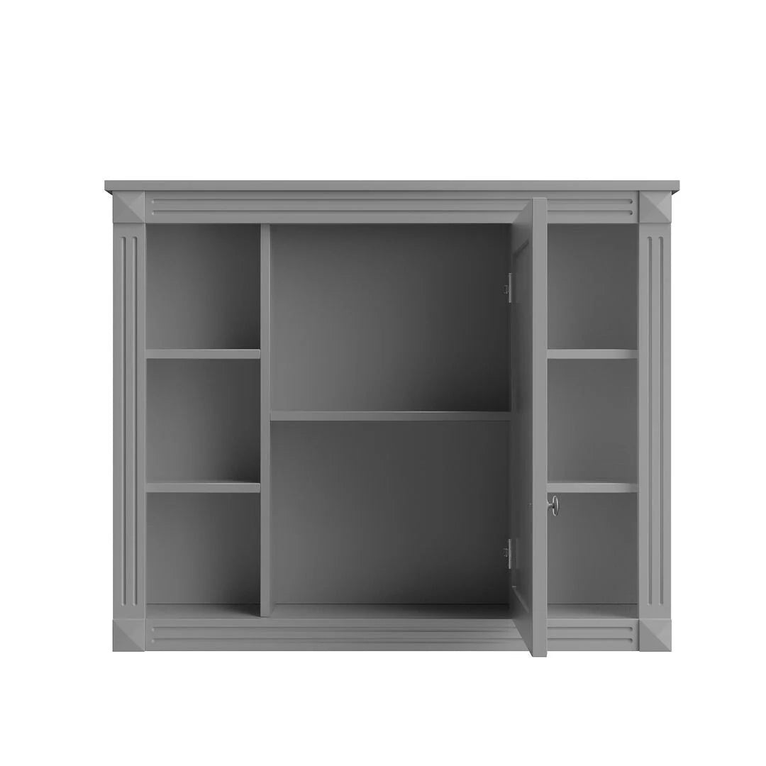 36" Moderner Badezimmer-Waschtisch mit Aufsatzwaschbecken und Spiegelschrank, 2 Türen und 2 Schubladen