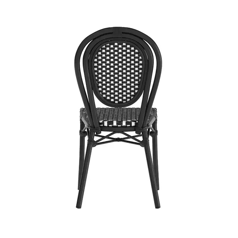 Flash Furniture Lourdes stapelbarer Thonet-Bistrostuhl für den gewerblichen Innen- und Außenbereich, PE-Rattan und Aluminiumgestell