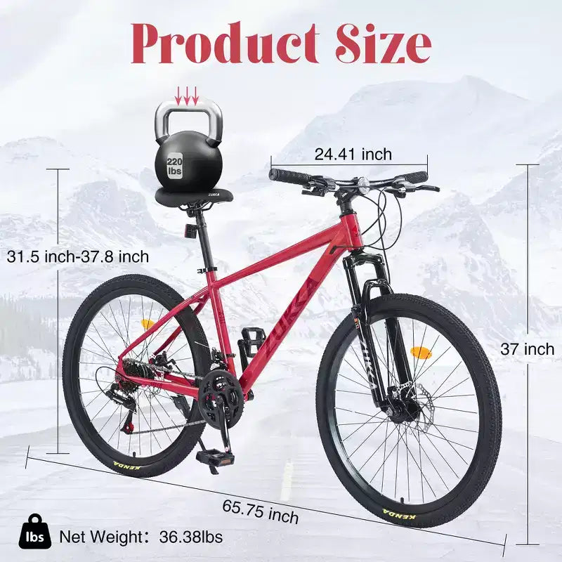 Whisen 26 Zoll Mountainbike mit Federung, 8-Gang-Kettenschaltung, KENDA-Reifen und doppelten Scheibenbremsen