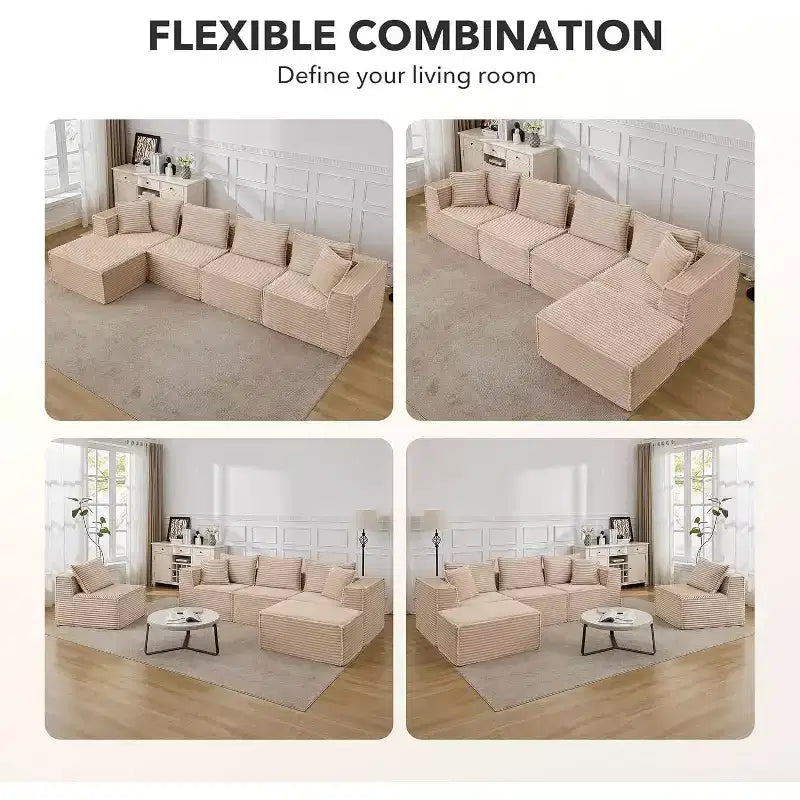 107/ 137 modulares Cloud-Sofa-Element, tiefes, rahmenloses Sofa, wandelbares, bequemes Bodensofa mit Hockern und Memory-Schaumstoff