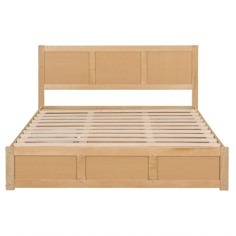 Holz-Plattformbett mit Stauraum und 2 Schubladen