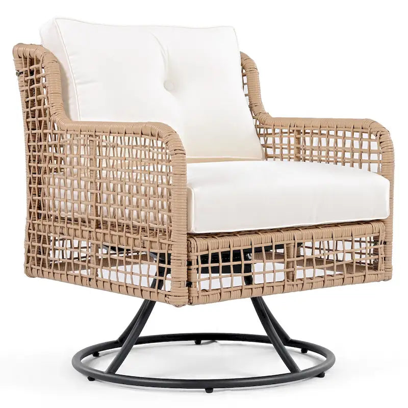 4-teiliges Outdoor-Rattangarniture-Set mit Drehstühlen und Couchtisch