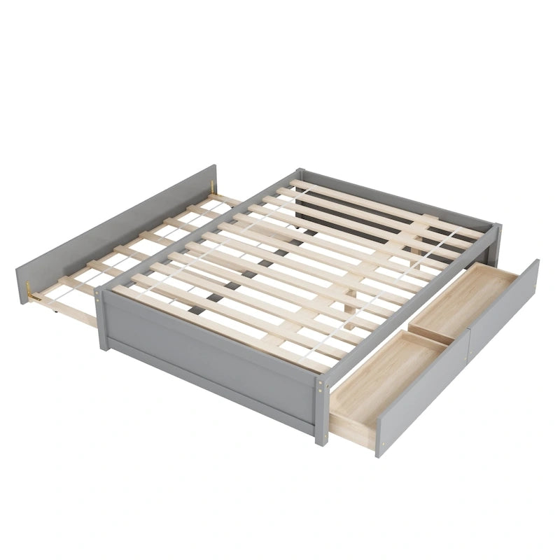 Doppelbett mit Einzelbett-Schiebebett und zwei Schubladen