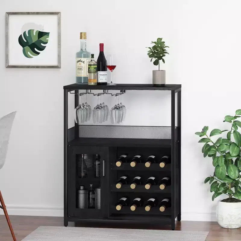 DobleePy Bar-Schränke, Weinschränke, Sideboards, verstellbare Einlegeböden, geeignet für kleine Barschränke in Küchen und Restaurants, Retro-Farbe
