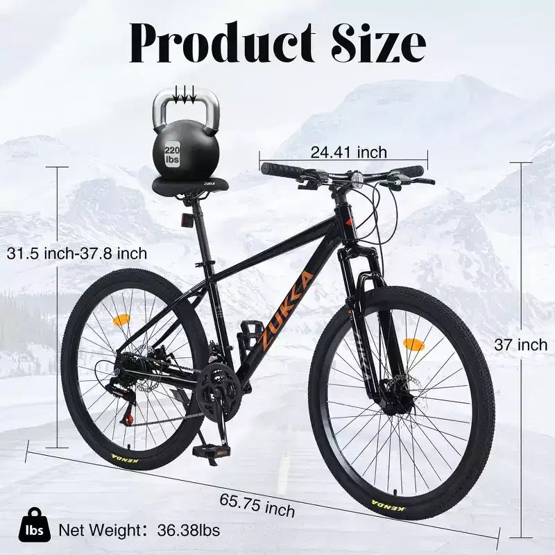 Whisen 26 Zoll Mountainbike mit Federung, 8-Gang-Kettenschaltung, KENDA-Reifen und doppelten Scheibenbremsen