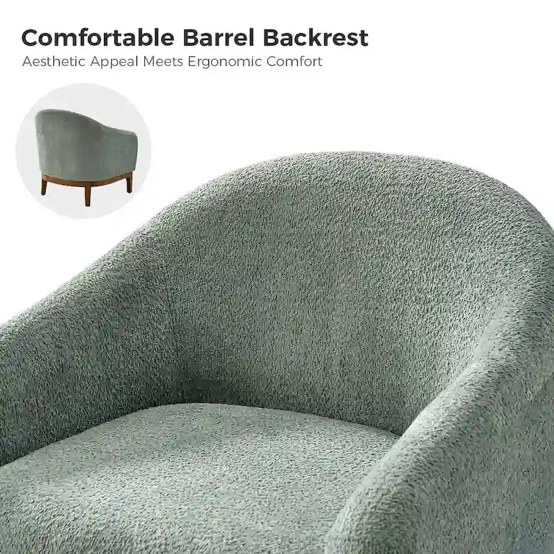 Augus Moderner Bouclé-Akzent-Tonsessel mit Beinen aus Massivholz von HULALA HOME