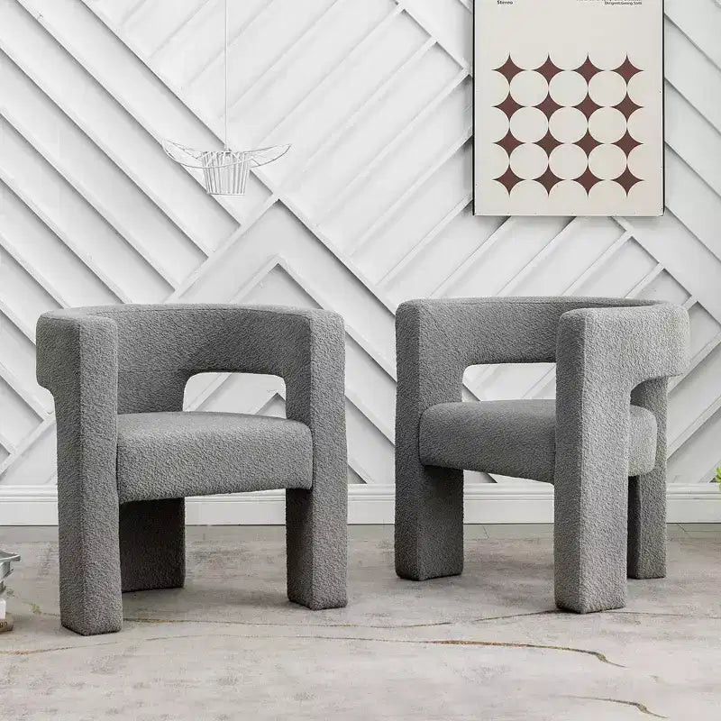 2er-Set 28 breite Polster-Sessel mit Bouclé-Bezug – Kinwell
