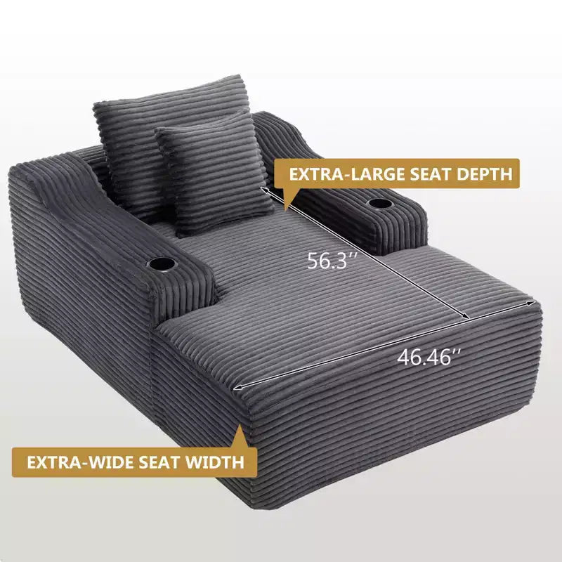 67 Liegestuhl, Schlafsofa für den Innenbereich mit 2 Kissen, weicher Einzelsessel für das Wohnzimmer, keine Montage erforderlich