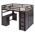 CLIHOME Hochbett in Full-Size mit 3 Schubladen, Schreibtisch und Kleiderschrank