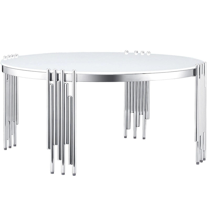 Runder Couchtisch aus gehärtetem Glas mit 3 Ebenen und um 360 Grad drehbarer Tischplatte