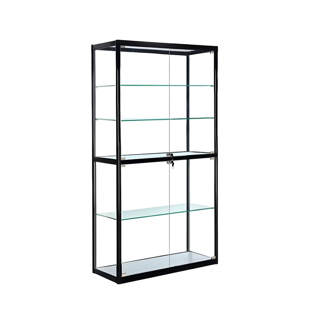 Zeitgenössische rechteckige Vitrine aus schwarzem Glas