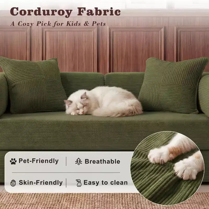 Dyonery 65-Zoll 5-in-1-Schlafsofa, zu einem Doppelbett umbaubar, mit festem Metallrahmen, Cord