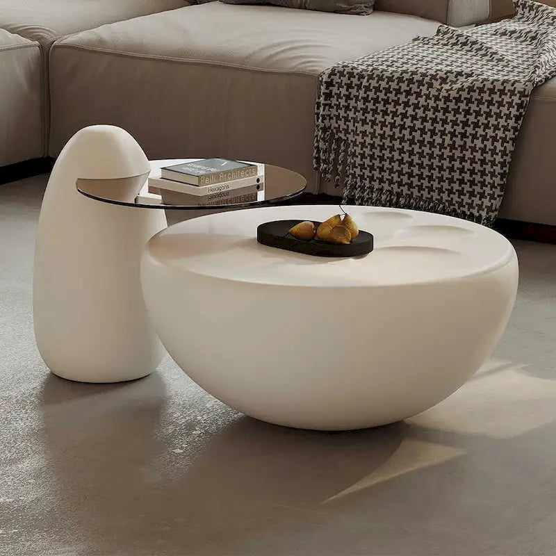 42 Moderne runde, cremeweiße Satztische, 2-teilig, fürs Wohnzimmer – 62