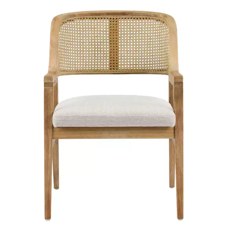 Christopher Knight Home Bennett Mid-Century Modern Essgruppe aus Holz, 5-teilig, ausziehbarer Tisch und 4 gepolsterte Stühle mit Rohrgeflecht-Rückenlehne