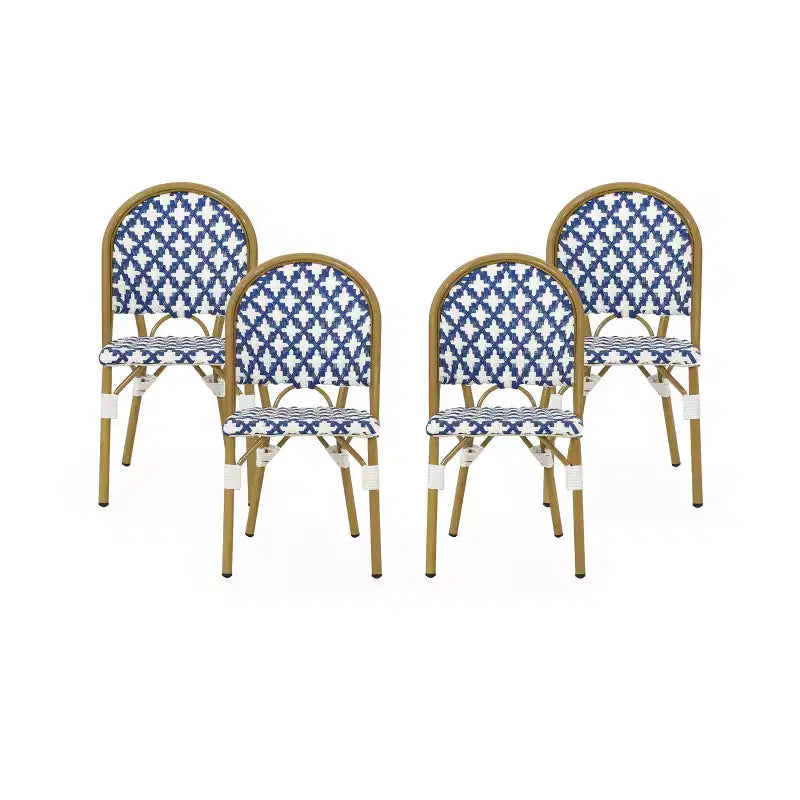 Christopher Knight Home Baron Bistro-Stühle mit geflochtenem Rattan und Aluminiumgestell (4er-Set)