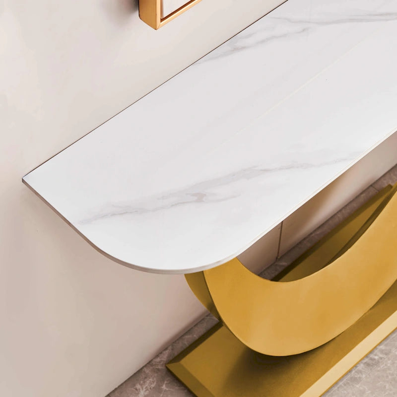 Moderner Konsolentisch, exquisites Formdesign, Metallrahmen mit verstellbaren Fußgleitern für den Eingangsbereich