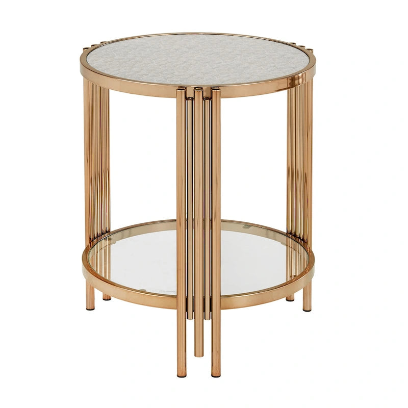 Bruges Couchtisch mit Strukturglas, champagnergoldenes Finish, mit Ablage von iNSPIRE Q Bold