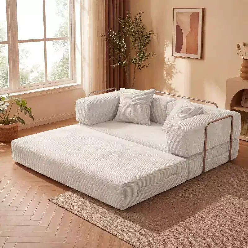 Dyonery 65-Zoll 5-in-1-Schlafsofa, zu einem Doppelbett umbaubar, mit festem Metallrahmen, Cord