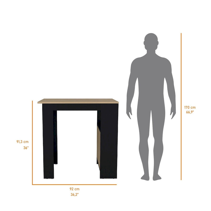 FM FURNITURE Arial Kücheninsel aus Melamin, Schwarz/Natur Eiche