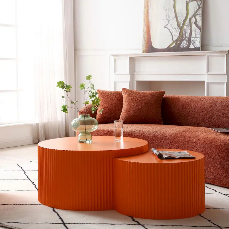 Modernes, glamouröses rundes Satztisch-Set für das Wohnzimmer (2-tlg.), nicht montiert