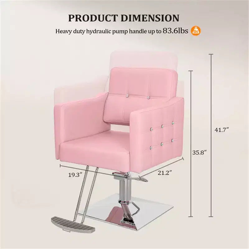 Karl Home Pink robuster hydraulischer Friseursalonstuhl mit Diamantakzenten
