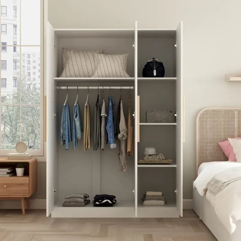 Timechee 47,2 Kleiderschrank Massivholzgriffe Weiß