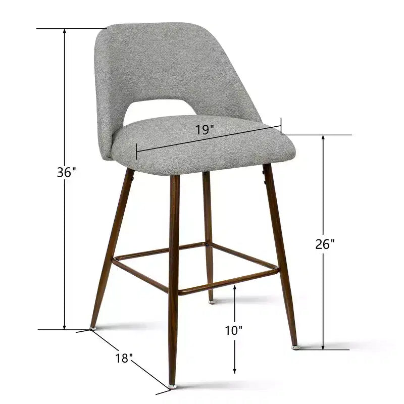 3er-Set Mid-Century Modern Barhocker in Thekenhöhe, 26 Zoll gepolsterte Kücheninselstühle mit Metallbeinen in Walnuss-Optik - Panipeachy