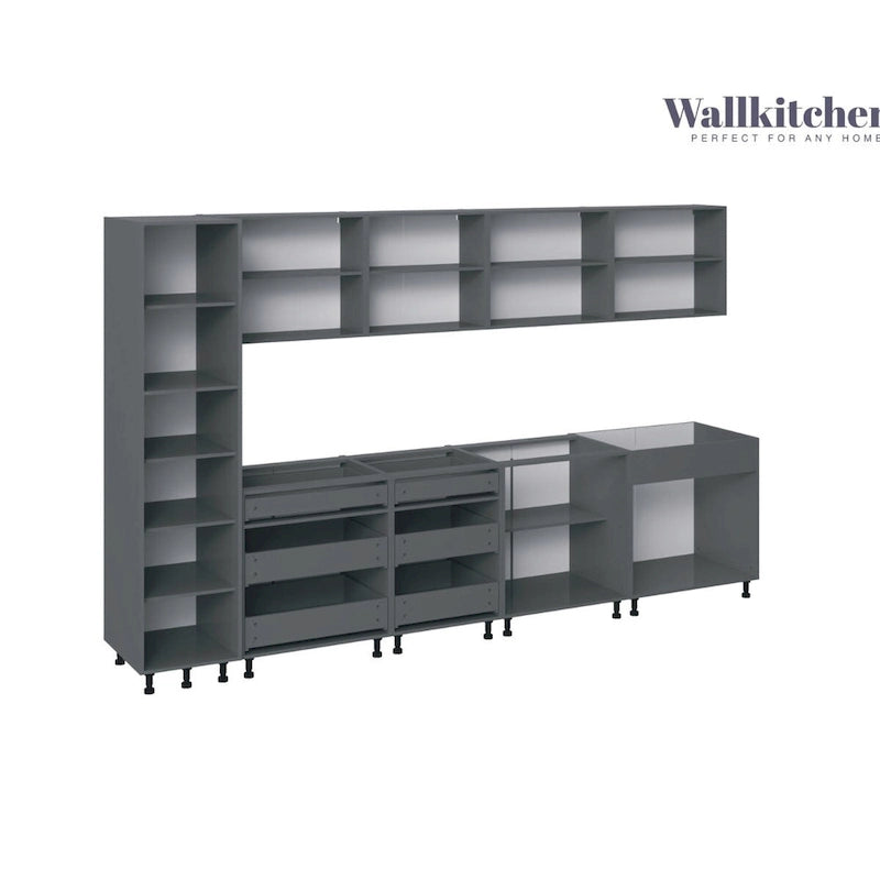 Küchen-Kollektion Elegant, schwarze Basis, Größe 11 Fuß breit - 135x24