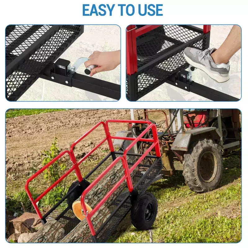 Anhänger, Garten-Kipper, 1500 lb Tragkraft, 22 Kubikfuß, robuster Stahl-ATV-Anhänger mit 2 Rädern, Rasenmäheranhänger für Traktor, ATV, UTV