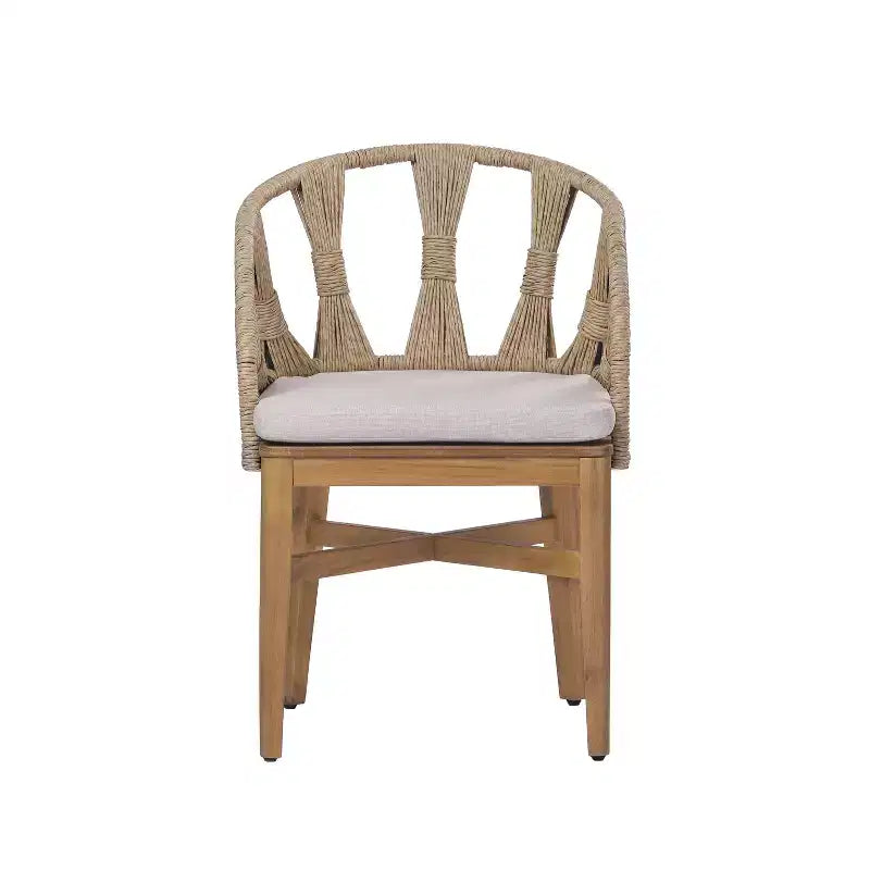 Christopher Knight Home Ferb 7-teiliges Boho-Gartenmöbelset aus Akazienholz und Korbgeflecht mit Sitzkissen