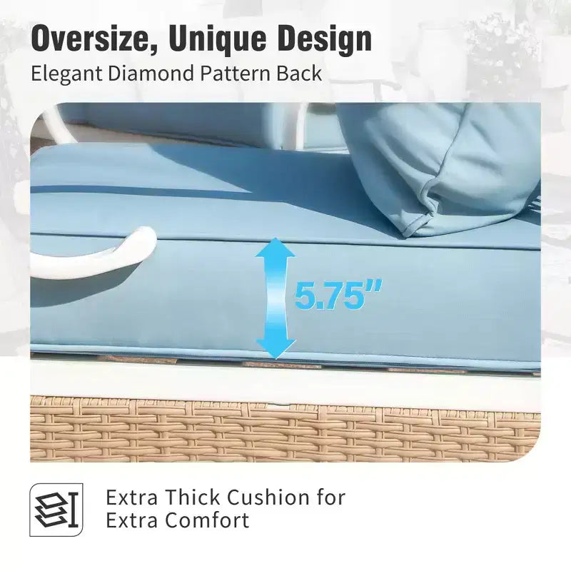 Captiva Designs 5-teiliges extra großes Outdoor-Lounge-Set aus Metall und Rattan mit drehbaren Sesseln mit Gitterrückenlehne und 2-Sitzer-Sofa