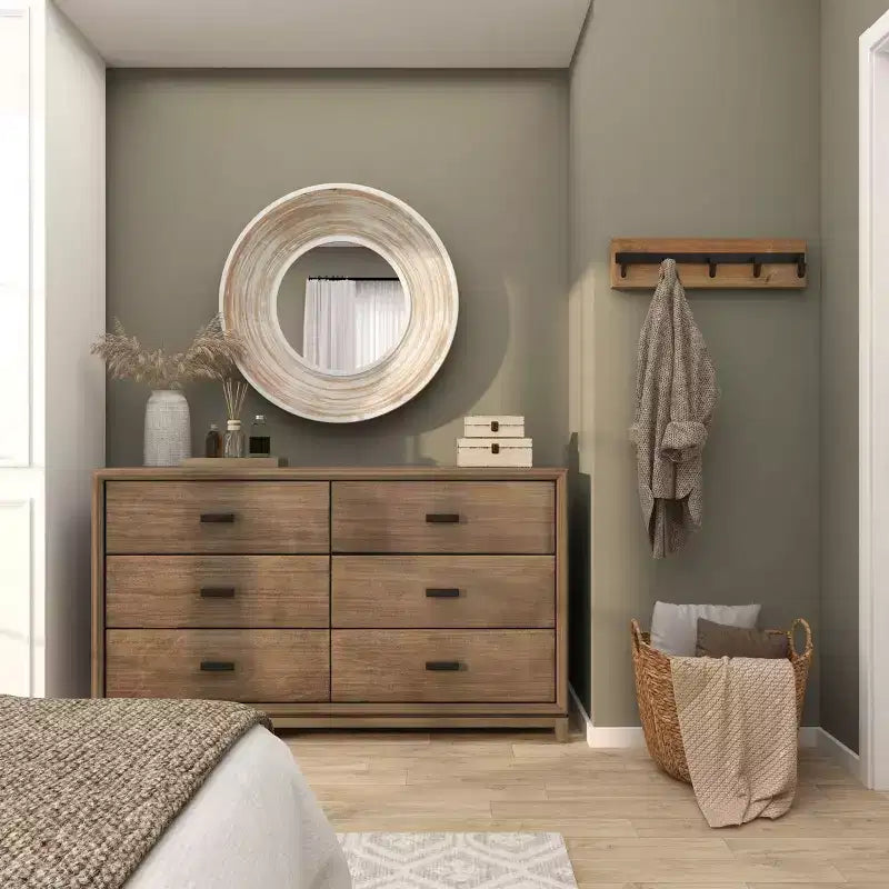 35x35 Wandspiegel aus Holz mit weiß gekalkter Optik in Creme – Olivia & May: Keine Montage erforderlich, MDF-Rahmen, für den Innenbereich