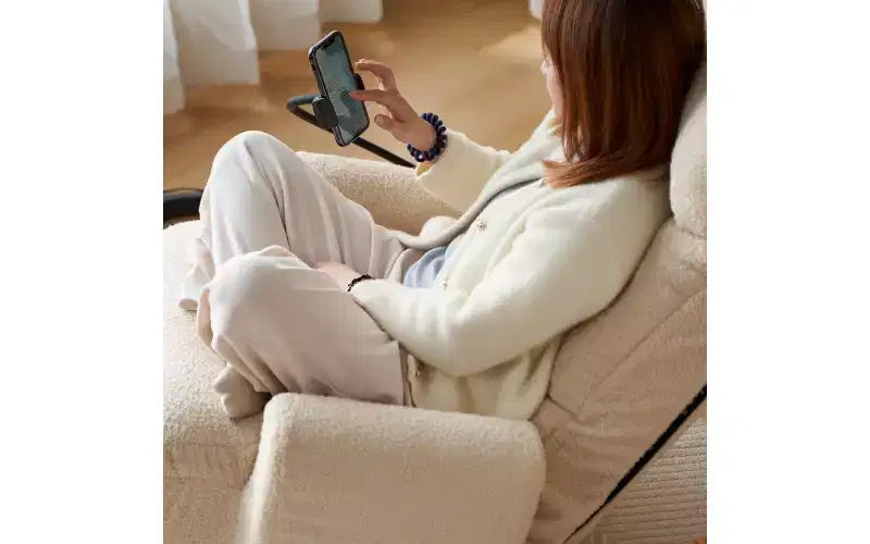 Gaming-Bodenstuhl, drehbarer Boden-Loungesessel mit Armlehnen & Handyhalterung, klappbarer Gaming-Loungesessel mit 5-stufiger Verstellbarkeit