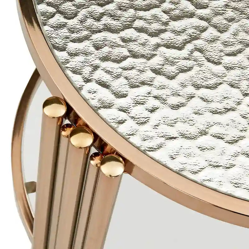 Bruges Couchtisch mit Strukturglas, champagnergoldenes Finish, mit Ablage von iNSPIRE Q Bold
