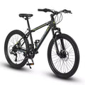 Okak 24 Zoll Mountainbike mit Stahlrahmen, Kinderfahrrad mit Shimano 21-Gang-Schaltung, doppelten Scheibenbremsen und Vordergabel-Federung, Fahrrad für Jugendliche