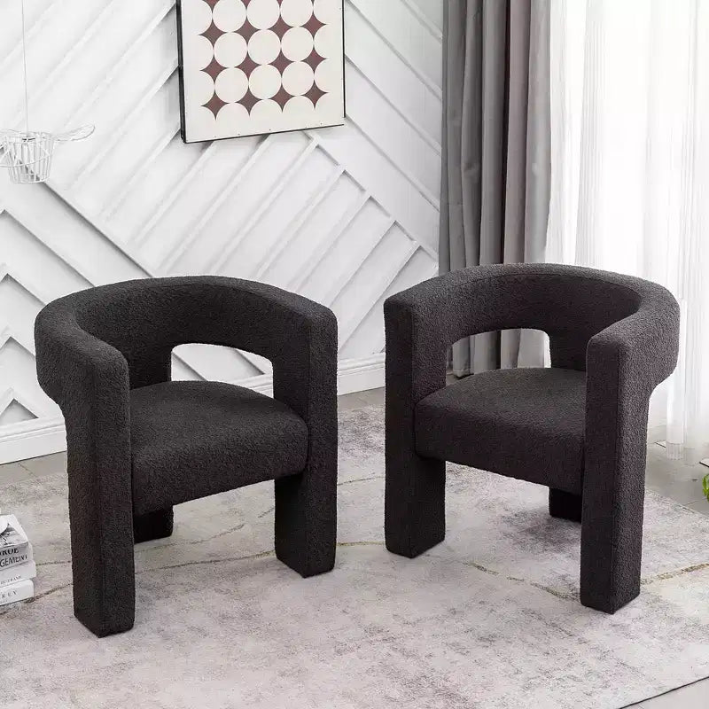 2er-Set 28 breite Polster-Sessel mit Bouclé-Bezug – Kinwell