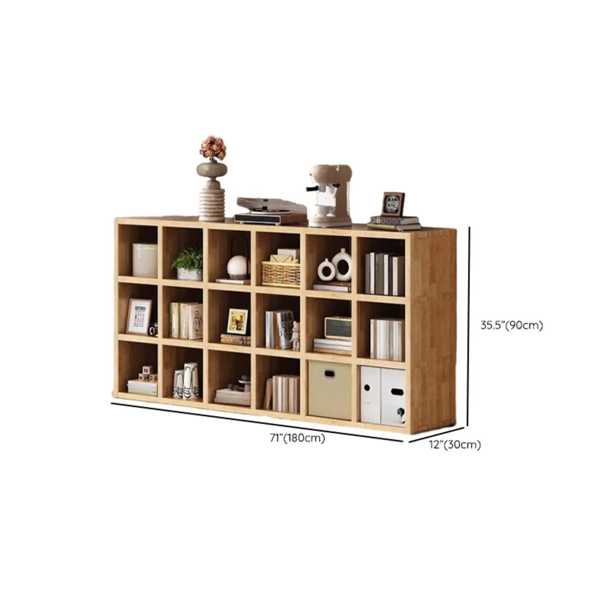 Modernes horizontales 8-faches Holzregal in Natur-Optik