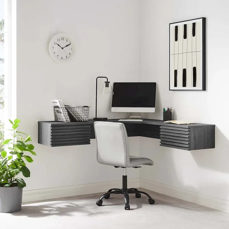 Render Wandmontierter Eckschreibtisch